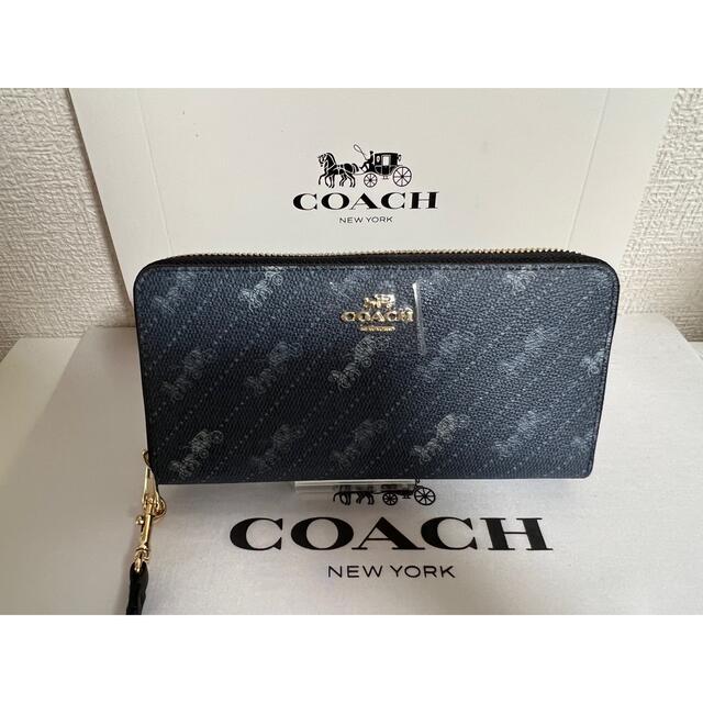 COACH(コーチ)の【新品】コーチ 大人気 馬車ロゴ ストラップ付き長財布 男女兼用(ネイビー) メンズのファッション小物(長財布)の商品写真