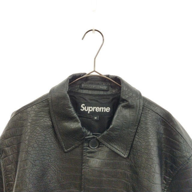 Supreme(シュプリーム)のSUPREME シュプリーム 22SS Faux Croc Car Coat フェイクレザージャケット カーコート ブラック メンズのジャケット/アウター(フライトジャケット)の商品写真