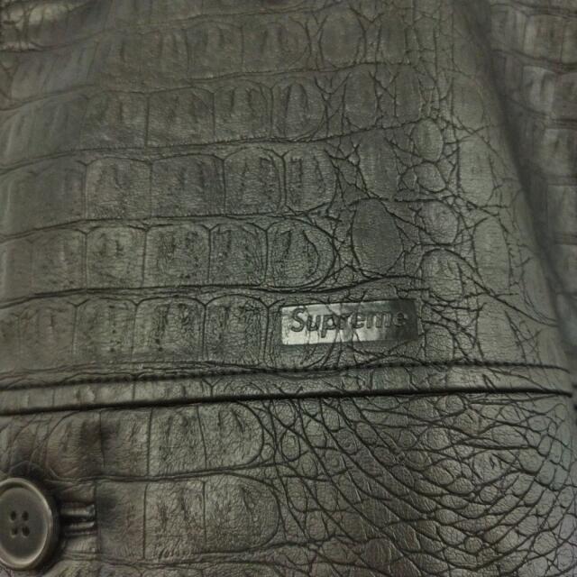 Supreme(シュプリーム)のSUPREME シュプリーム 22SS Faux Croc Car Coat フェイクレザージャケット カーコート ブラック メンズのジャケット/アウター(フライトジャケット)の商品写真