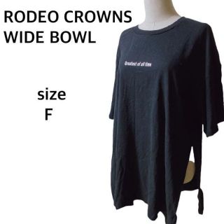 ロデオクラウンズ(RODEO CROWNS)のロデオクラウンズビッグロゴ  サイドスリット カットソーチュニック  ミニワンピ(Tシャツ(半袖/袖なし))