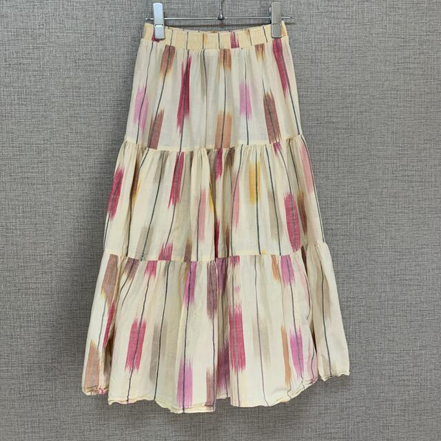 90s ビンテージ　アメリカ古着　古着　ピンク　フレア　ウエストゴム　アメリカ レディースのスカート(ロングスカート)の商品写真