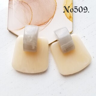 新作♥️グレーマーブル　スクエア　handmade　Pierce　Earring(ピアス)
