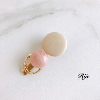 ヘアクリップ　ヘアピン　バレッタ　ハンドメイド　くすみ　マーブル　ピンク　人気(バレッタ/ヘアクリップ)