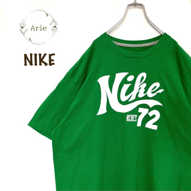 【入手困難】NIKE 筆記体ロゴ デカロゴ プリント 半袖 Tシャツ 緑