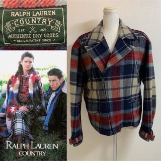 ポロラルフローレン(POLO RALPH LAUREN)のRALPH LAUREN COUNTRY チェック柄 ウールライダースジャケット(ライダースジャケット)