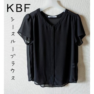 ケービーエフ(KBF)のKBF パフスリーブ シースルー ブラウス BK 半袖(シャツ/ブラウス(半袖/袖なし))