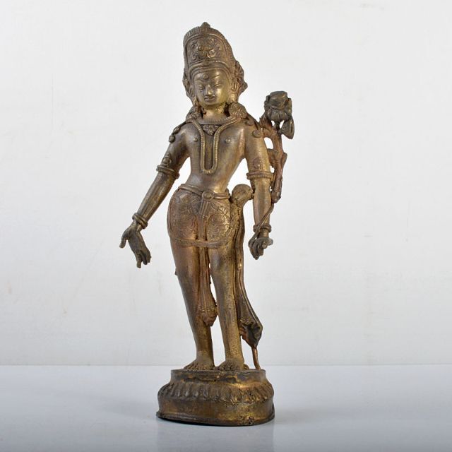 誕生釈迦仏立像　誕生仏　チベット　骨董　古美術　古銅　金属製　仏像　仏教古銅
