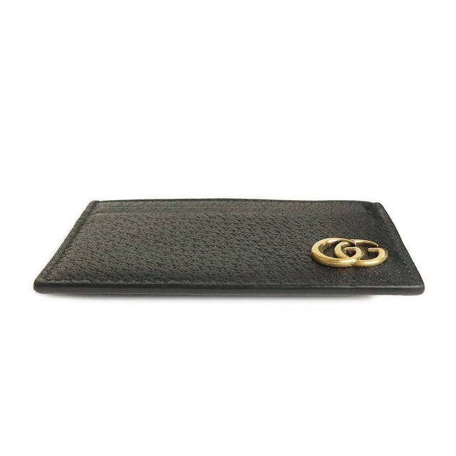 Gucci(グッチ)のグッチ GUCCI GGマーモント カーフ レザー マネークリップ カードケース 名刺入れ 定期入れ ブラック 黒 436022（美品） レディースのファッション小物(パスケース/IDカードホルダー)の商品写真
