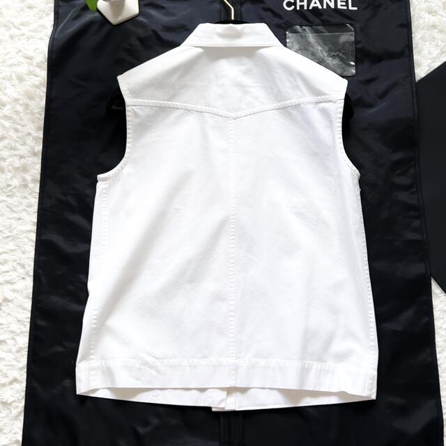 美品 CHANEL シャネル ホワイトコットン デニム ジレ ジャケット