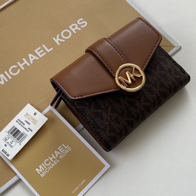 新品 マイケルコース MICHEAL KORS 三つ折り財布 ブラウン