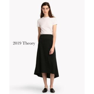 セオリー(theory)の美品　theory 2019モデル　セオリー　ロングスカート　麻　リネン　黒(ロングスカート)