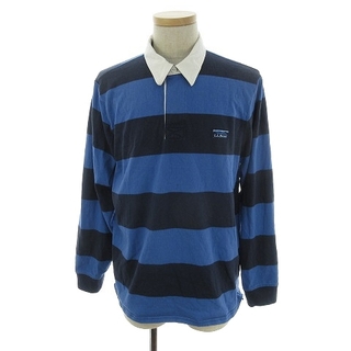 エルエルビーン(L.L.Bean)のエルエルビーン ラガーシャツ ポロシャツ 長袖 ロゴ ボーダー XL 青 紺(ポロシャツ)