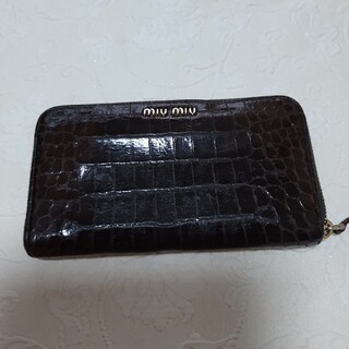ミュウミュウのクロコ型押し長財布 財布 ファッション小物 レディース 日本クーポン