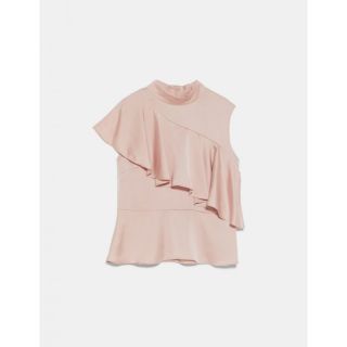 ザラ(ZARA)のZARA アシンメトリーフリルトップス(シャツ/ブラウス(半袖/袖なし))