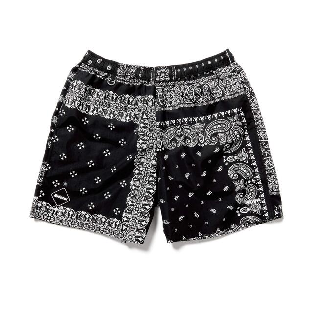 パンツM FCRB NYLON EASY SHORTS BLACK BANDANA