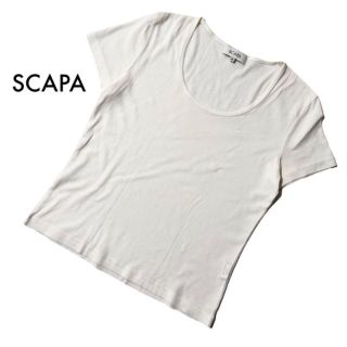 スキャパ(SCAPA)のスキャパ 半袖Tシャツ 白ラウンドネックカットソー 38 M シンプル 夏 古着(Tシャツ(半袖/袖なし))