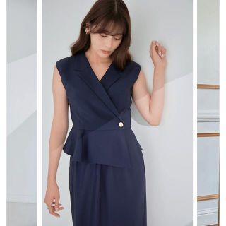 ハーリップトゥ(Her lip to)のGramercy Wrap Midi Dress herlipto S navy(ロングワンピース/マキシワンピース)