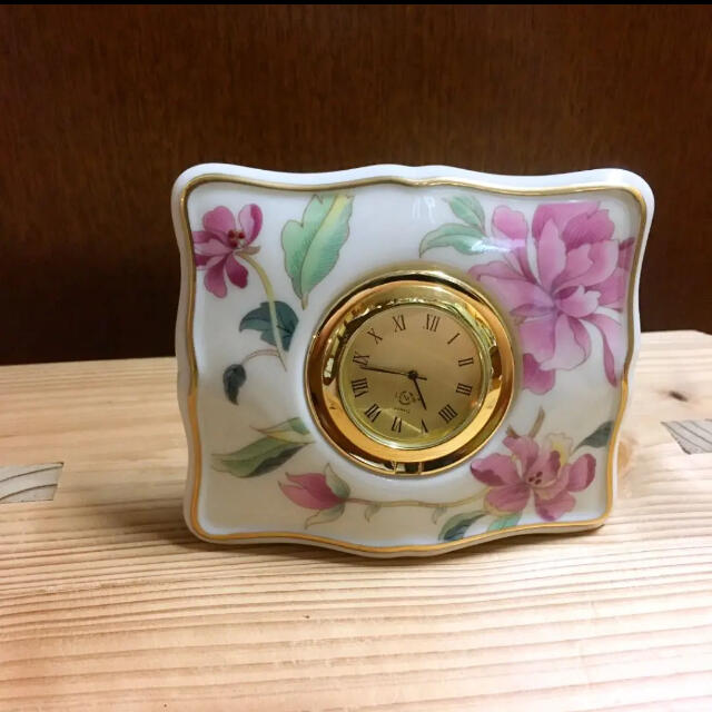 レノックス【美品】lenox 置き時計　花柄