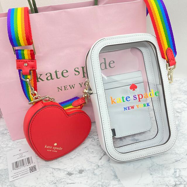 バッグ日本未入荷新作　kate spade レンボーロゴ　クリア　クロスボディー