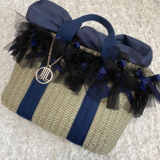 ランバンオンブルー(LANVIN en Bleu)の美品ランバンオンブルーかごバッグ　トートバッグ(かごバッグ/ストローバッグ)