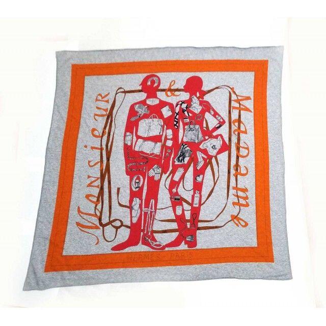 Hermes(エルメス)のエルメス スカーフ コットン 100％ ムッシュー＆マダム グレー レディースのファッション小物(バンダナ/スカーフ)の商品写真