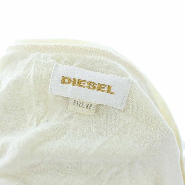 DIESEL(ディーゼル)のディーゼル カットソー 長袖 プリント 刺繍 リボン XS 白 ベージュ レディースのトップス(Tシャツ(長袖/七分))の商品写真