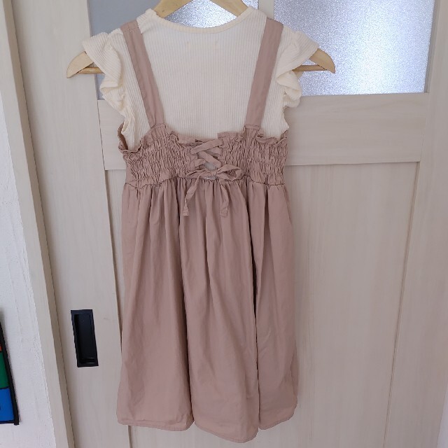 後ろリボン ドッキングワンピース 140 キッズ/ベビー/マタニティのキッズ服女の子用(90cm~)(ワンピース)の商品写真