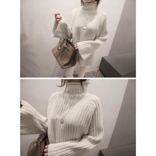 ザラ(ZARA)のワイド袖 リブニット(ニット/セーター)