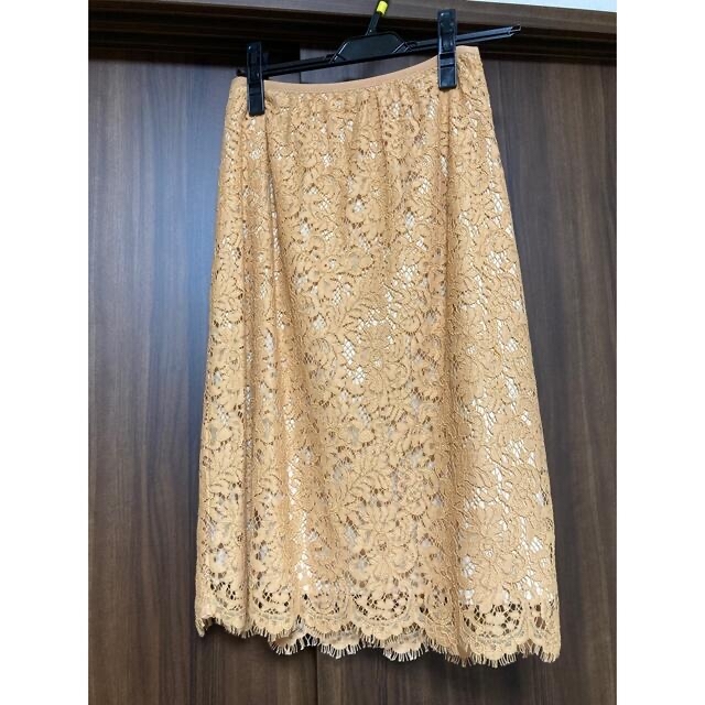 ANAYI(アナイ)のアナイ　パネルレースタイトスカート　オレンジ　サイズ36 レディースのスカート(ひざ丈スカート)の商品写真