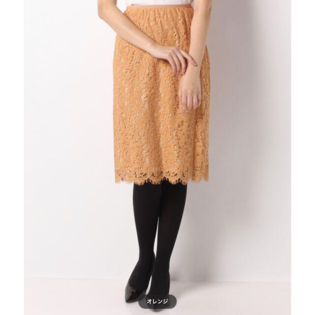 ANAYI(アナイ)のアナイ　パネルレースタイトスカート　オレンジ　サイズ36 レディースのスカート(ひざ丈スカート)の商品写真