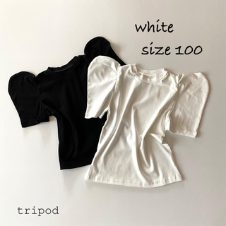 パフスリーブTシャツ 白 100サイズ(ブラウス)