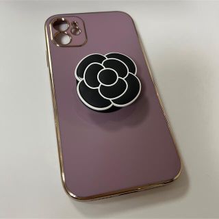 アイフォーン(iPhone)のiPhone12ケース ピンク ゴールド スマホリング付き(iPhoneケース)