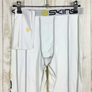 スキンズ(SKINS)のMENs M  スキンズ コンプレッション ロング タイツ SKINS ホワイト(登山用品)