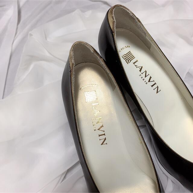 LANVIN(ランバン)の【美品】LANVIN ランバン ゴールドポイントデザイン エナメル パンプス レディースの靴/シューズ(ハイヒール/パンプス)の商品写真