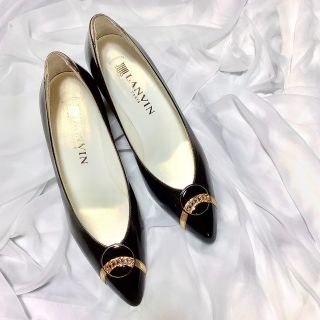 ランバン(LANVIN)の【美品】LANVIN ランバン ゴールドポイントデザイン エナメル パンプス(ハイヒール/パンプス)