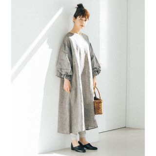 ネストローブ(nest Robe)の&yarn キャンディスリーブワンピース リネン 杢グレー ナチュランオリジナル(ロングワンピース/マキシワンピース)