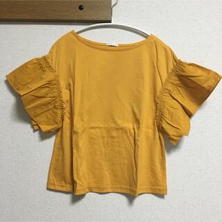 ジーユー(GU)の新品　GU 袖フリルTシャツ　Sサイズ(Tシャツ(半袖/袖なし))