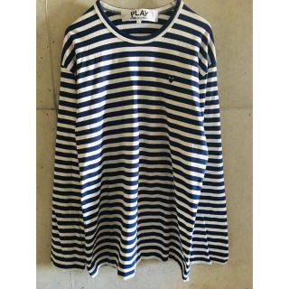 コムデギャルソン(COMME des GARCONS)の【良品★メンズL】プレイコムデギャルソン リトルハート ボーダー 長袖 Tシャツ(Tシャツ/カットソー(七分/長袖))