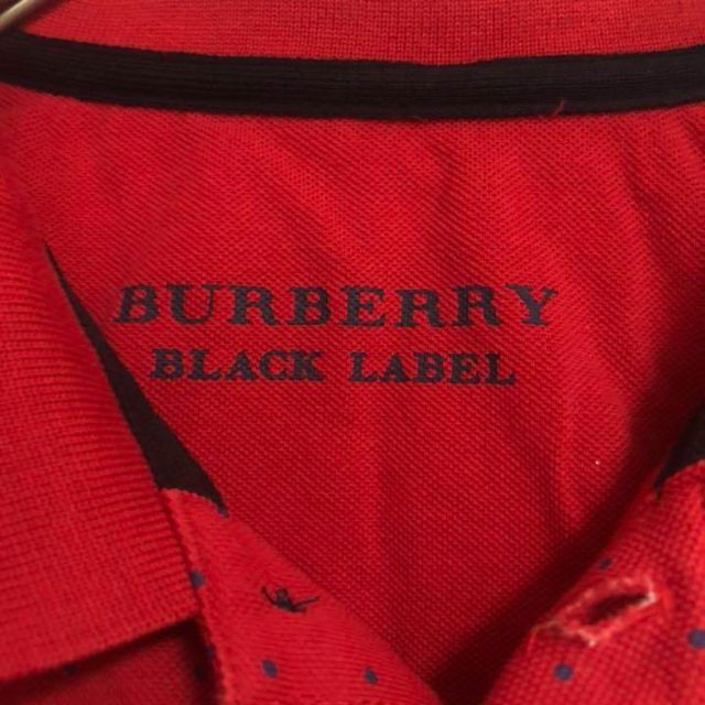 BURBERRY BLACK LABEL(バーバリーブラックレーベル)の【人気】バーバリー　ブラックレーベル　ドット　ポロシャツ　レッド メンズのトップス(ポロシャツ)の商品写真