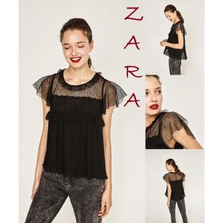 ザラ(ZARA)のZARA レースプリーツブラウス(シャツ/ブラウス(半袖/袖なし))