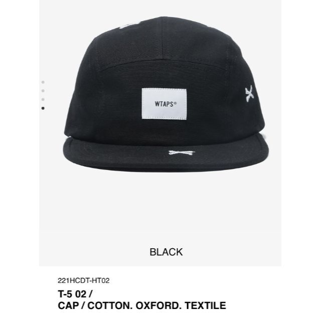 BLACK 22SS WTAPS T-5 02 / CAP / COTTON. 4