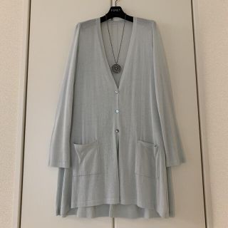 フォクシー(FOXEY)の♡極美品♡ FOXEY リリーペタル  ロング カーディガン アイスブルー(カーディガン)