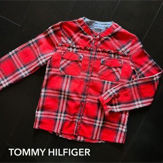 トミーヒルフィガー(TOMMY HILFIGER)のトミーヒルフィガー【1回着用】122サイズ ノーカラーチェックシャツ(ブラウス)