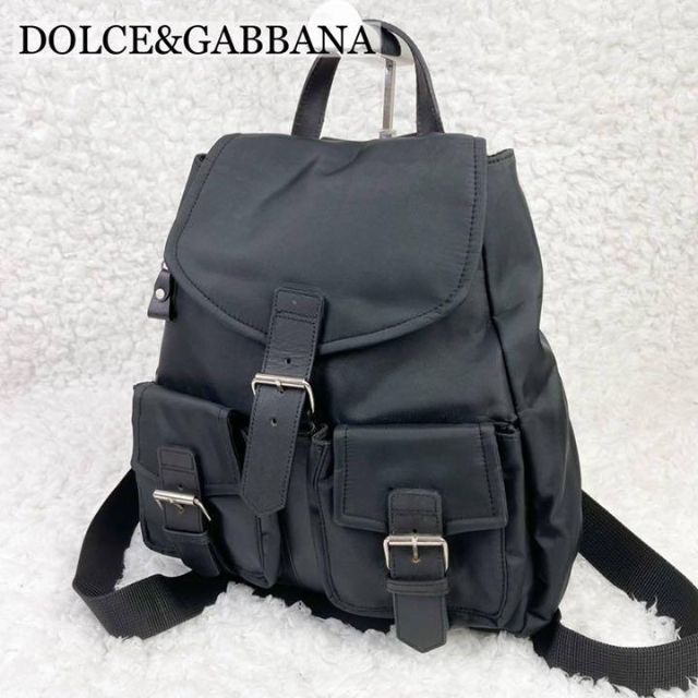 DOLCE&GABBANA - 【美品】ドルチェ＆ガッバーナ リュックサック ナイロン レザー ブラックの通販 by のあの古着屋｜ドルチェ