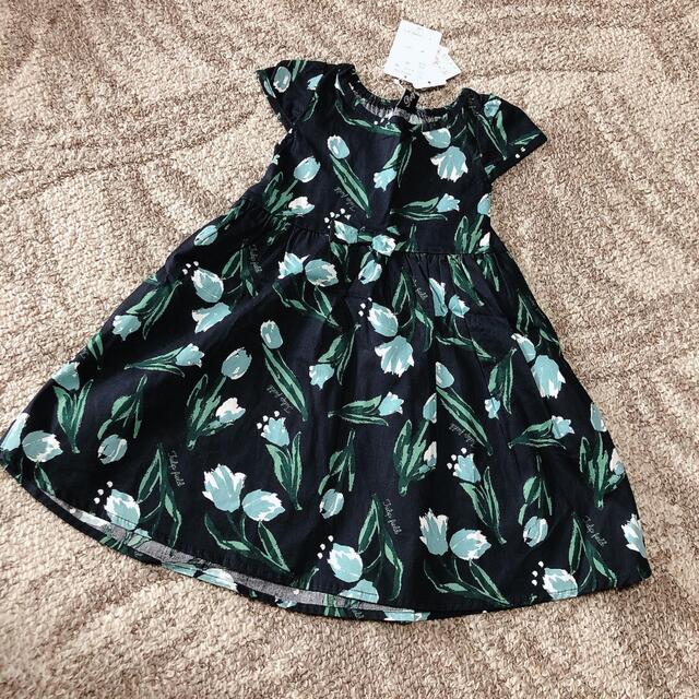 新品 花柄ワンピース 90 キッズ/ベビー/マタニティのキッズ服女の子用(90cm~)(ワンピース)の商品写真