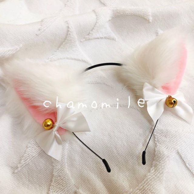 猫耳　チョーカー　首輪　白　ホワイト　量産型　猫　カチューシャ　メイド　コスプレ エンタメ/ホビーのコスプレ(アクセサリー)の商品写真