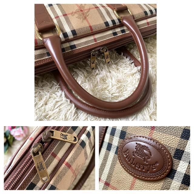 BURBERRY(バーバリー)の【美品】バーバリー ビジネスバッグ ノバチェック シャドーホース PVC 革 茶 メンズのバッグ(ビジネスバッグ)の商品写真