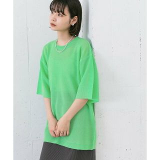 ケービーエフ(KBF)の【GREEN】オーバーサイズガラスニットTシャツ(ニット/セーター)