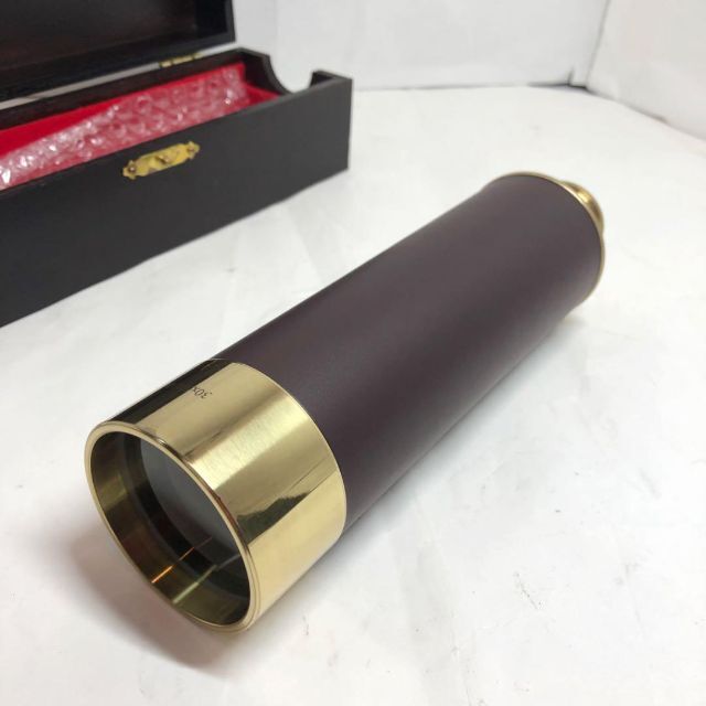 新品・匿名配送】伸びる望遠鏡 木製ボックス アンティーク スパイ