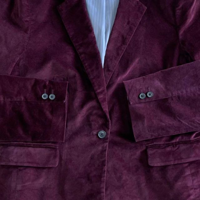 バナナリパブリック　テーラードジャケット　古着女子　ベロア　ボルドー　14. レディースのジャケット/アウター(テーラードジャケット)の商品写真